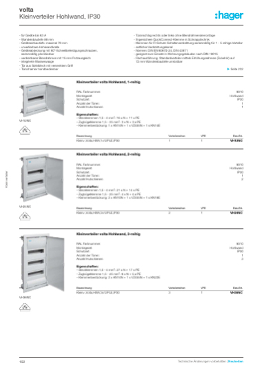 Hager Installationsverteilungen und Schalt-/ Schutzgeräte Katalog 2025/2026, Seite 194
