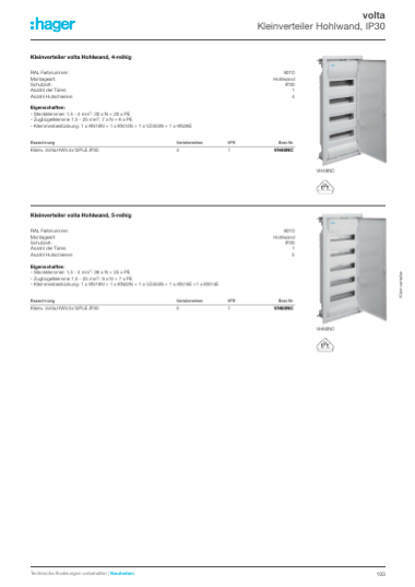 Hager Installationsverteilungen und Schalt-/ Schutzgeräte Katalog 2025/2026, Seite 195
