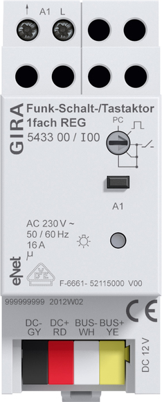 Gira 543300 Funk Schalt-/Tastaktor 1-fach REG Gira eNet Gira 543300 Funk Schalt-/Tastaktor 1-fach REG Gira eNet