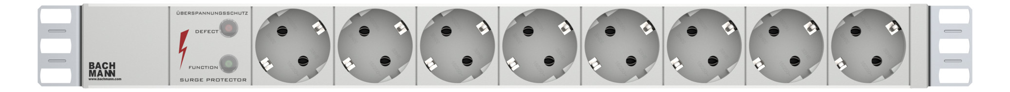 Bachmann 333.404 19" 1HE 8xSchuko mit Überspannungsschutz 2m Schuko