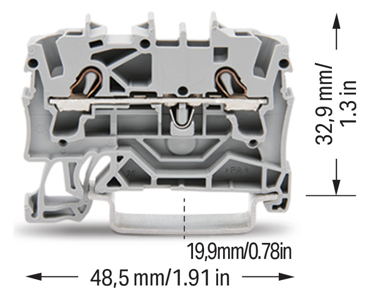 WAGO 2002-1201 2-Leiter-Durchgangsklemme 2,5mm² für Anwendungen Ex e II geeignet