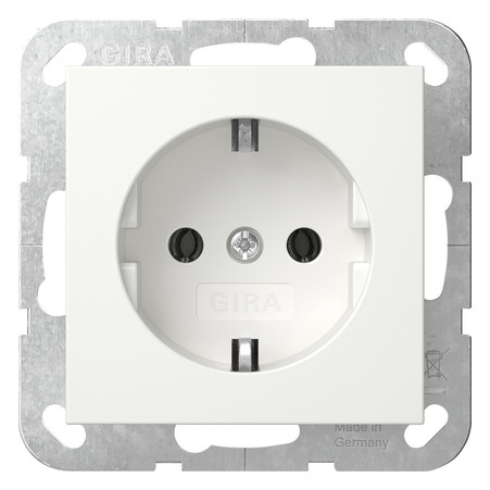 Gira 418803 SCHUKO-Steckdose 16 A 250 V~ in Reinweiß glänzend mit stabilem Stahltragring Gira 418803 SCHUKO-Steckdose 16 A 250 V~ in Reinweiß glänzend mit stabilem Stahltragring