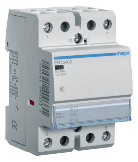 Hager ESC240S Installationsschütz 40A brummfrei 2Schließer 230V