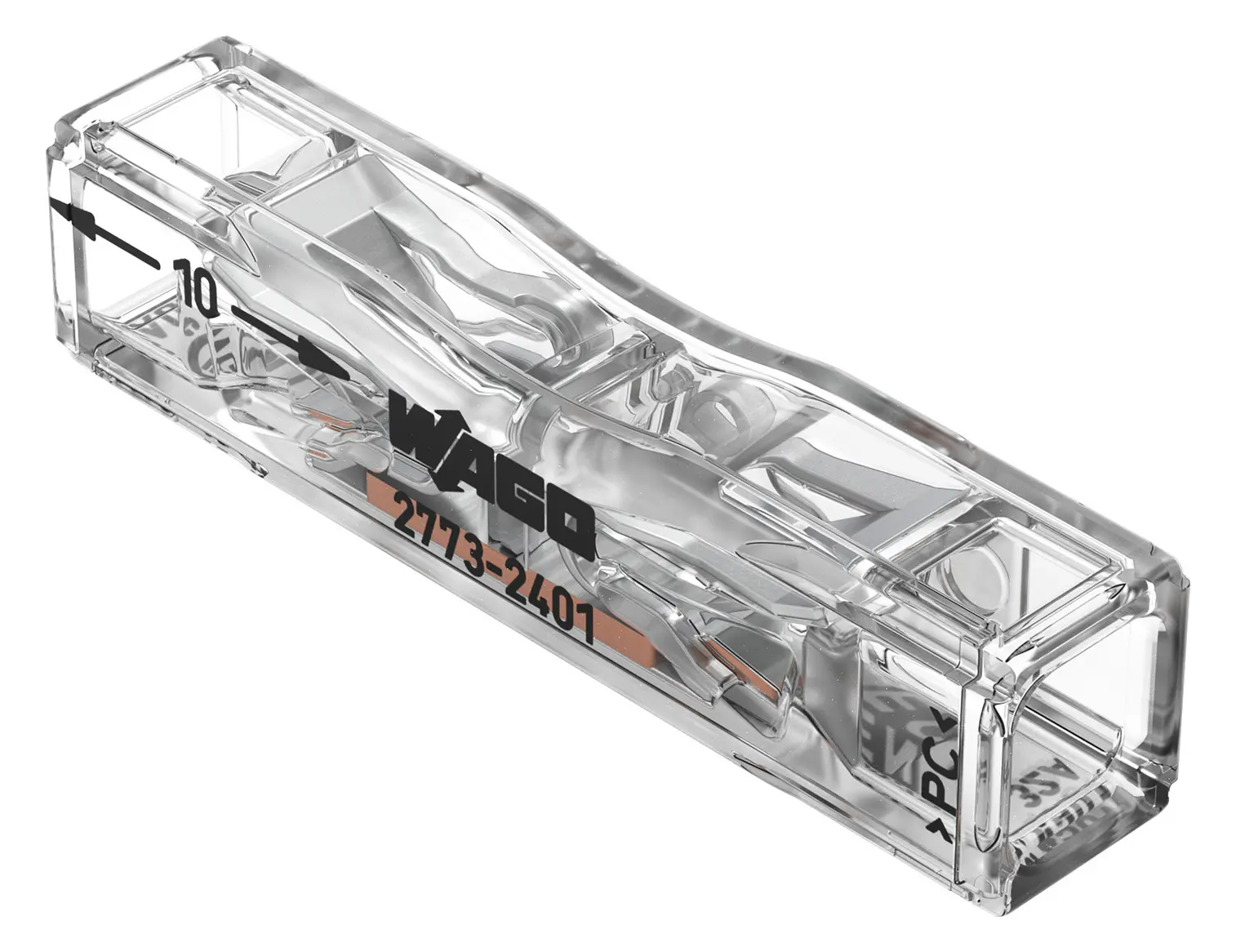Wago 2773-2401 Durchgangsverbinder zum Stecken max. 4qmm 2 Leiter transparent 