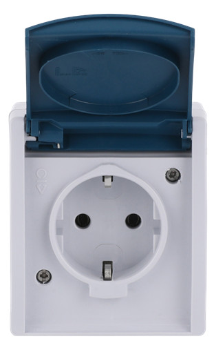 Busch-Jaeger 20 EW-53 SCHUKO® Steckdose mit Klappdeckel grau/blaugrün 2CKA002083A0817