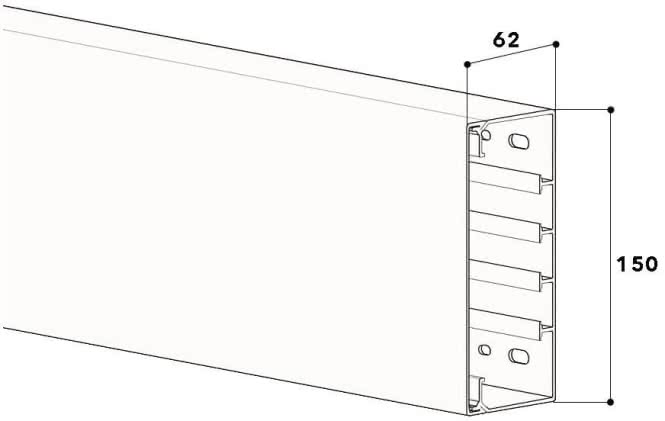 GGK 11035 Leitungsführungskanal FB 60x150-9010 PVC mit Bodenlochung alpinweiß
