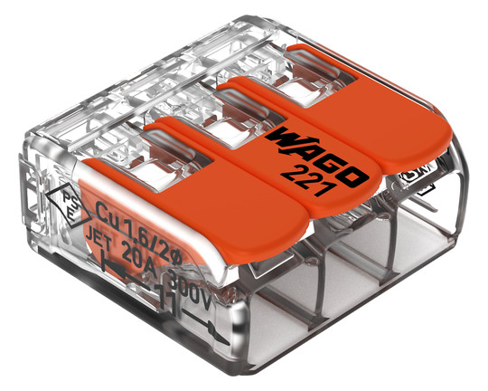 WAGO 221-413 COMPACT-Verbindungsklemme für alle Leiterarten max. 4mm² transparent 50 Stück WAGO 221-413 COMPACT-Verbindungsklemme für alle Leiterarten max. 4mm² transparent 50 Stück