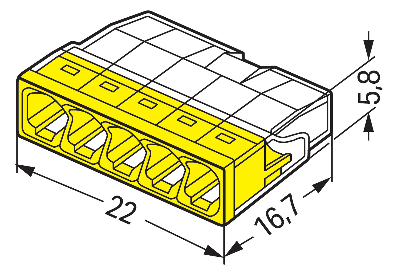 WAGO 2273-205 COMPACT-Verbindungsdosenklemme für eindrähtige Leiter max. 2,5mm² 