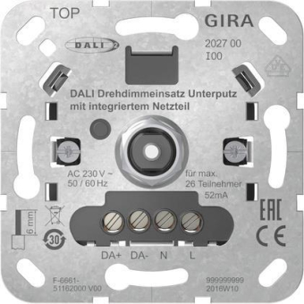 Gira 202700 DALI Drehdimmeinsatz Unterpuz Netzteil Einsatz Gira 202700 DALI Drehdimmeinsatz Unterpuz Netzteil Einsatz