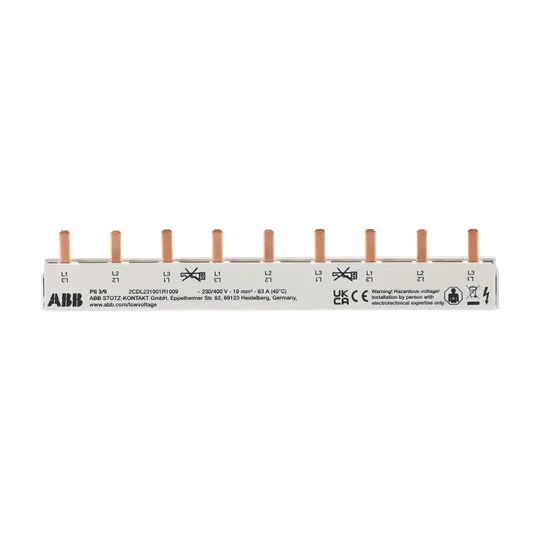 ABB 2CDL231001R1009 Phasenschiene 3-phasig, 9 Pins, 9 TE, 10 mm², nicht kürzbar