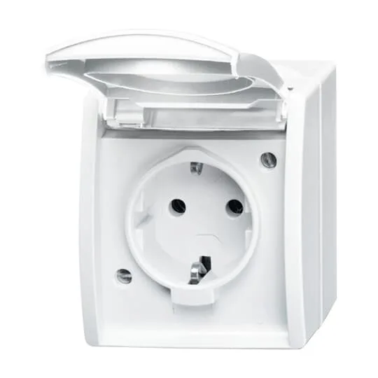 Busch-Jaeger 2CKA002083A0831 SCHUKO® Steckdose mit Klappdeckel 16 A ocean® alpinweiß