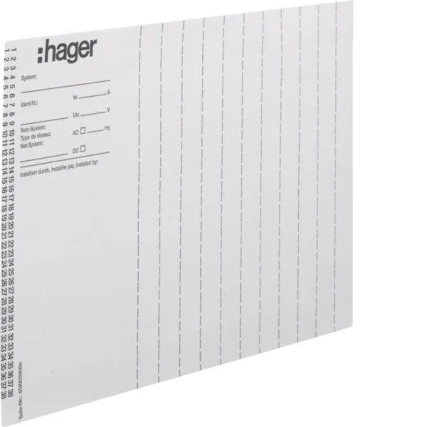 Hager ZZ90B Beschriftungsbögen, univers Z, Installationsnummer, DIN A4, 10 Stück