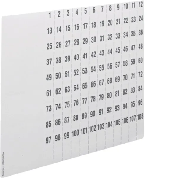 Hager ZZ90C Beschriftungsbögen, univers Z, Nummerierung 1-108, DIN A4, 10 Stück
