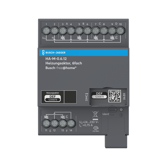 Busch-Jaeger 2CDG510030R0021 Heizungsaktor, 6-fach, 230 V, REG, BJE für Busch-free@home®