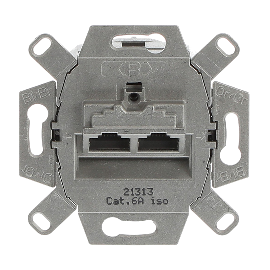 Busch-Jaeger 2CKA000230A0411 UAE-Anschlussdose, RJ45, Cat. 6a iso, geschirmt 2 Steckbuchsen, 8/8-polig