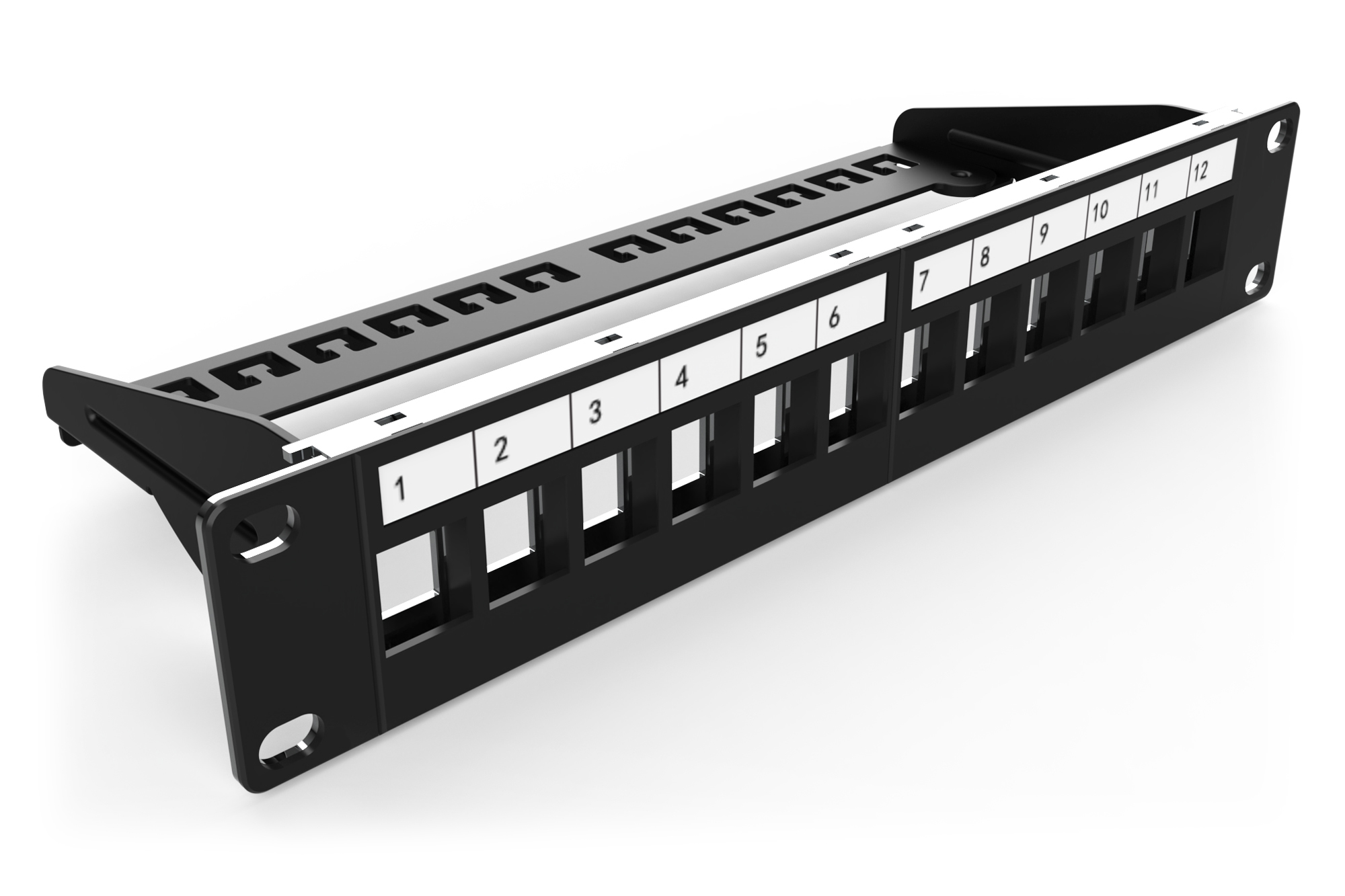 Digitus DN-91420 Modulares Patch Panel, geschirmt, 12-Port Blank,1HE,254mm (10") Rack Mount, RAL 9005 schwarz