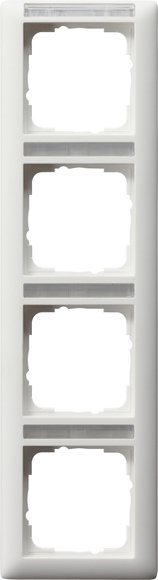 Gira 111427 Abdeckrahmen Gira Standard 55 mit Beschriftungsfeld Reinweiß seidenmatt 4-fach