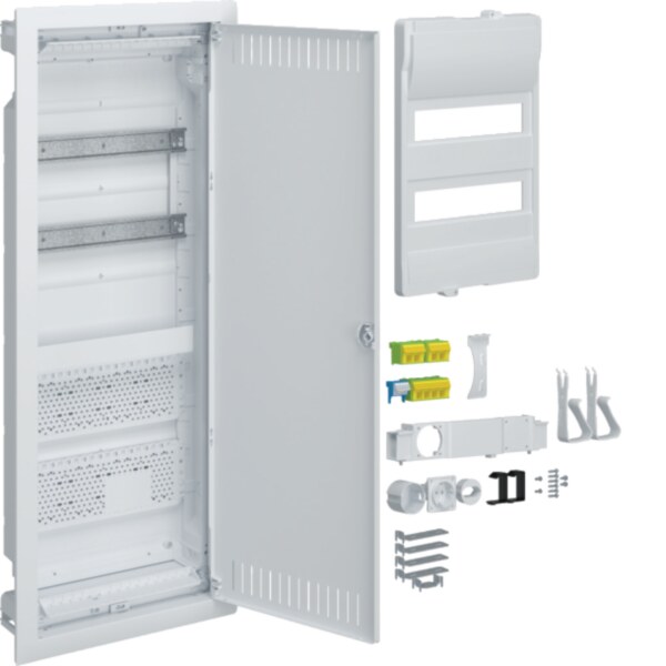 Hager VU602NWH Hybrid, volta, Unterputz, 24PLE, 2 Montageplatten, Steckdose und Stahlblechtür
