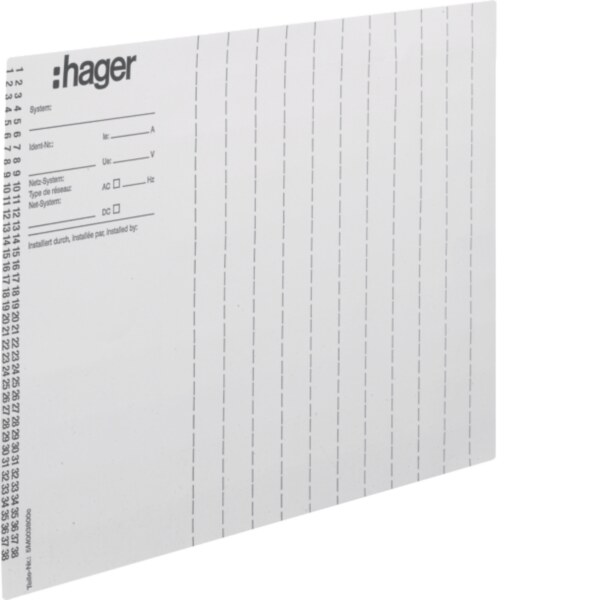 Hager ZZ90B Beschriftungsbögen, univers Z, Installationsnummer, DIN A4, 10 Stück