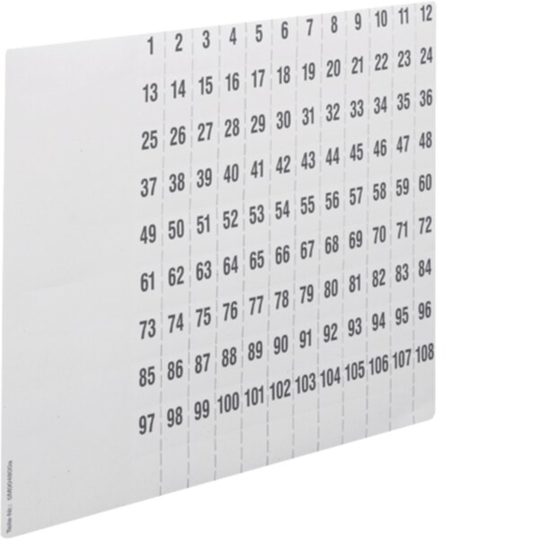 Hager ZZ90C Beschriftungsbögen, univers Z, Nummerierung 1-108, DIN A4, 10 Stück