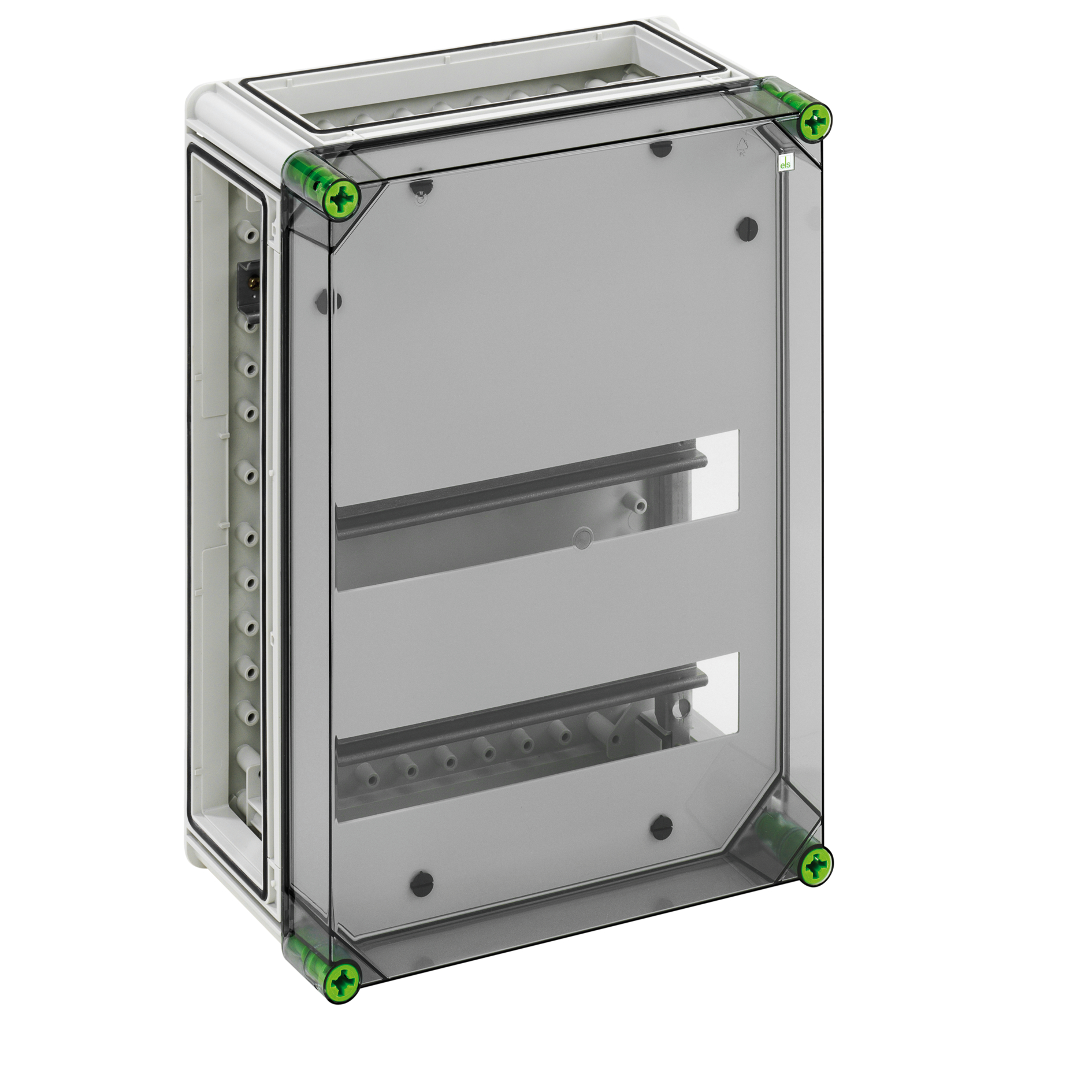 Spelsberg 01532801 Automatengehäuse Schutzart IP65 Schlagfestigkeit IK08 Schutzklasse II Ui 690V AC Bemessungsisolationsspannung 1000V DC halogenfrei transparent
